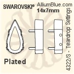 スワロフスキー Teardropファンシーストーン石座 (4322/S) 10x5mm - メッキなし
