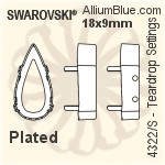 スワロフスキー Teardropファンシーストーン石座 (4322/S) 30x15mm - メッキなし