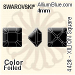 スワロフスキー XILION Square ファンシーストーン (4428) 4mm - クリスタル 裏面プラチナフォイル