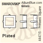 スワロフスキー XILION Square ファンシーストーン (4428) 8mm - クリスタル 裏面プラチナフォイル