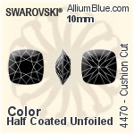 スワロフスキー Cushion カット ファンシーストーン (4470) 10mm - カラー（ハーフ　コーティング） 裏面にホイル無し