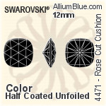 スワロフスキー Rose カット Cushion ファンシーストーン (4471) 12mm - カラー（ハーフ　コーティング） 裏面にホイル無し