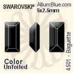 スワロフスキー Baguette ファンシーストーン (4501) 5x2.5mm - カラー 裏面プラチナフォイル