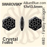 スワロフスキー Fantasy Hexagon ファンシーストーン (4683) 14x15.8mm - カラー 裏面プラチナフォイル