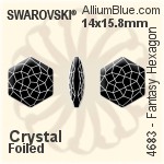 スワロフスキー Fantasy Hexagon ファンシーストーン (4683) 12x13.5mm - カラー 裏面プラチナフォイル