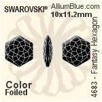 スワロフスキー Fantasy Hexagon ファンシーストーン (4683) 12x13.5mm - カラー 裏面にホイル無し