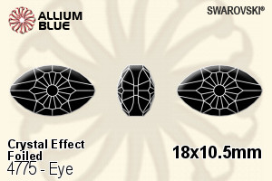 スワロフスキー Eye ファンシーストーン (4775) 18x10.5mm - クリスタル エフェクト 裏面プラチナフォイル