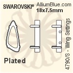 スワロフスキー Wingファンシーストーン石座 (4790/S) 18x7.5mm - メッキ