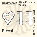スワロフスキー Sweet Heartファンシーストーン石座 (4809/S) 27x25mm - メッキ