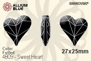 スワロフスキー Sweet Heart ファンシーストーン (4809) 27x25mm - カラー 裏面プラチナフォイル