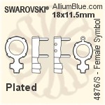 スワロフスキー Female Symbol ファンシーストーン (4876) 18x11.5mm - クリスタル エフェクト 裏面プラチナフォイル
