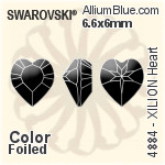 スワロフスキー XILION Heart ファンシーストーン (4884) 6.6x6mm - クリスタル 裏面プラチナフォイル