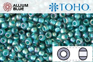 TOHO ラウンド Seed ビーズ (RR3-1833) 3/0 ラウンド Extra Large - Inside-カラー Rainbow Lt Sapphire/Opaque Teal-Lined
