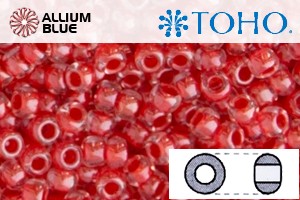 TOHO ラウンド Seed ビーズ (RR8-341) 8/0 ラウンド Medium - Inside-カラー Crystal/Tomato-Lined