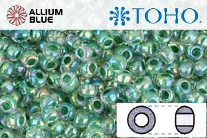 TOHO ラウンド Seed ビーズ (RR3-699) 3/0 ラウンド Extra Large - Inside-カラー Rainbow Crystal/Shamrock-Lined
