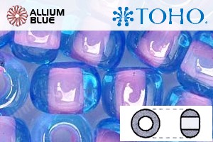 TOHO ラウンド Seed ビーズ (RR3-937) 3/0 ラウンド Extra Large - Inside-カラー Aqua/Bubble Gum Pink-Lined