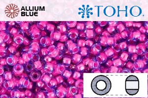 TOHO ラウンド Seed ビーズ (RR8-980) 8/0 ラウンド Medium - Luminous Lt Sapphire/Neon Pink-Lined