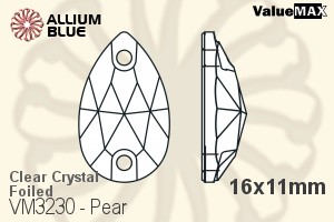 VALUEMAX CRYSTAL Pear Sew-on Stone 16x11mm Crystal F