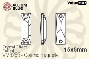 VALUEMAX CRYSTAL Cosmic Baguette Sew-on Stone 15x5mm Crystal Aurore Boreale F