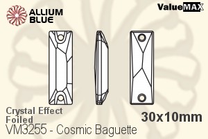 VALUEMAX CRYSTAL Cosmic Baguette Sew-on Stone 30x10mm Crystal Aurore Boreale F