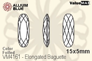 VALUEMAX CRYSTAL Elongated Baguette Fancy Stone 15x5mm Capri Blue F