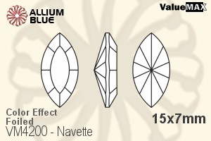 VALUEMAX CRYSTAL Navette Fancy Stone 15x7mm Aqua AB F