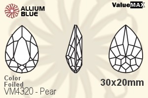 VALUEMAX CRYSTAL Pear Fancy Stone 30x20mm Fuchsia F