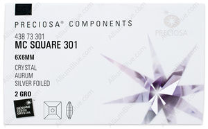 PRECIOSA Loch Square 1H 6x6 crystal S Aur factory pack