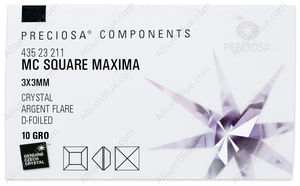 PRECIOSA Square MXM 3x3 crystal DF AgF factory pack