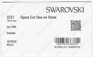 SWAROVSKI 3251 18X9MM JET factory pack