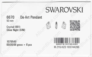 SWAROVSKI 6670 50MM CRYSTAL SILVNIGHT factory pack