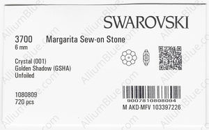 SWAROVSKI 3700 6MM CRYSTAL GOL.SHADOW factory pack
