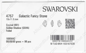 SWAROVSKI 4757 19X11.5MM CRYSTAL GOL.SHADOW F factory pack