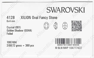 SWAROVSKI 4128 6X4MM CRYSTAL GOL.SHADOW F factory pack