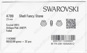 SWAROVSKI 4789 23MM CRYSTAL ANTIQUPINK F factory pack
