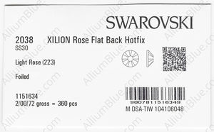 SWAROVSKI 2038 SS 30 LIGHT ROSE A HF factory pack