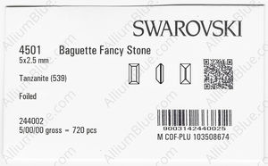 SWAROVSKI 4501 5X2.5MM TANZANITE F factory pack