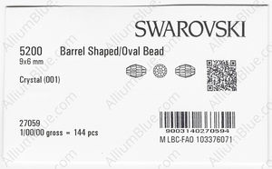 SWAROVSKI 5200 9X6MM CRYSTAL factory pack