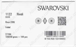 SWAROVSKI 1122 SS 39 ROSE F factory pack