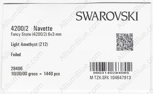 SWAROVSKI 4200/2 6X3MM LIGHT AMETHYST GG factory pack