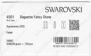 SWAROVSKI 4501 4X2MM AQUAMARINE F factory pack