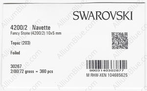 SWAROVSKI 4200/2 10X5MM TOPAZ GG factory pack