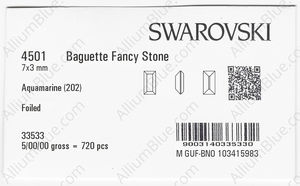 SWAROVSKI 4501 7X3MM AQUAMARINE F factory pack