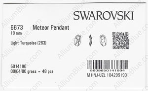 SWAROVSKI 6673 18MM LIGHT TURQUOISE factory pack
