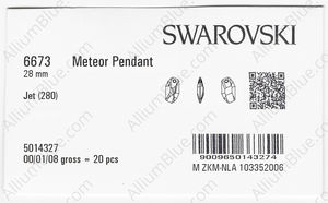 SWAROVSKI 6673 28MM JET factory pack