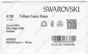 SWAROVSKI 4706 17MM CRYSTAL SILVNIGHT factory pack