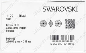 SWAROVSKI 1122 SS 47 CRYSTAL ANTIQUPINK factory pack