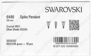 SWAROVSKI 6480 39MM CRYSTAL SILVSHADE factory pack