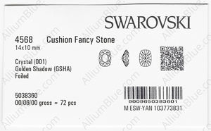 SWAROVSKI 4568 14X10MM CRYSTAL GOL.SHADOW F factory pack