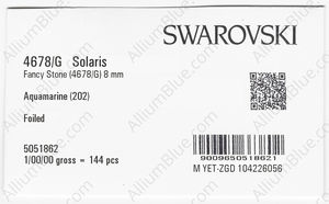 SWAROVSKI 4678/G 8MM AQUAMARINE F factory pack